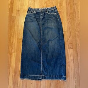 Hydraulic Cotton Denim Maxi Skirt